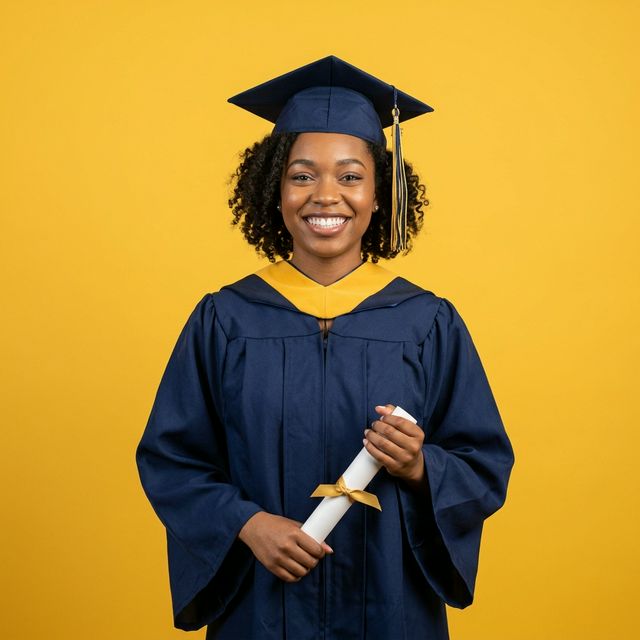 Student wearing graduation gown